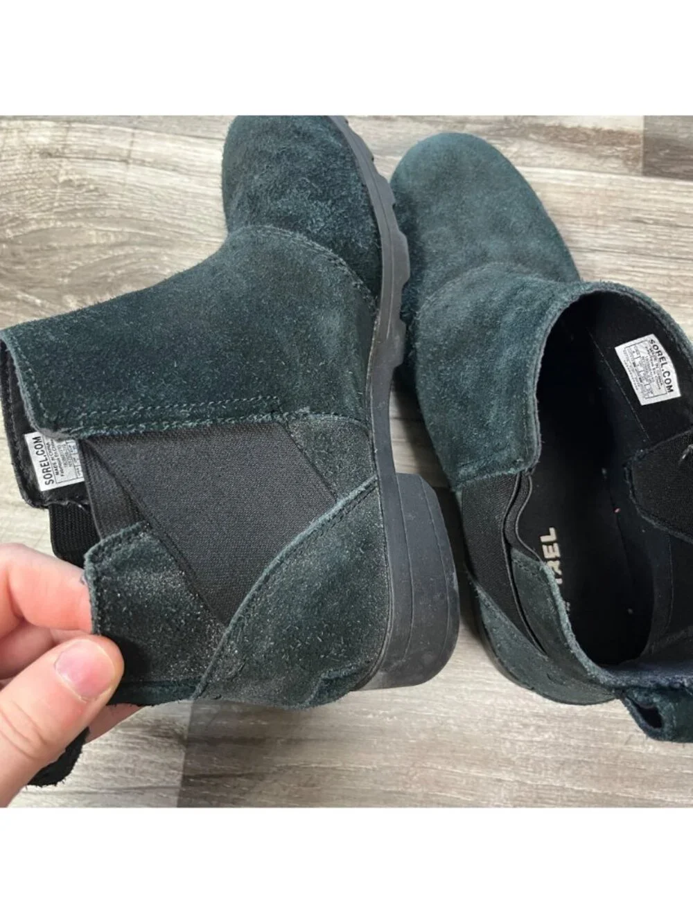 Sorel Emelie Waterproof Chelsea Boot Low Heel Black Shimmer Women’s Size 4